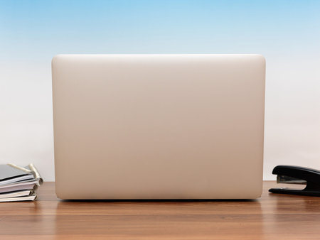 An image of a computer on a desktop