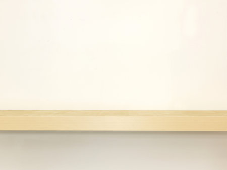 A close up shot of a wooden shelf