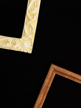 photo frames on a wooden shelf