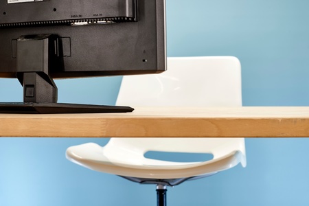 A studio photo of a workplace office deskの写真素材