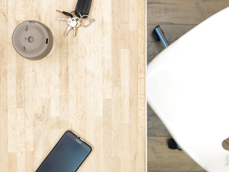 A studio photo of a workplace office deskの写真素材