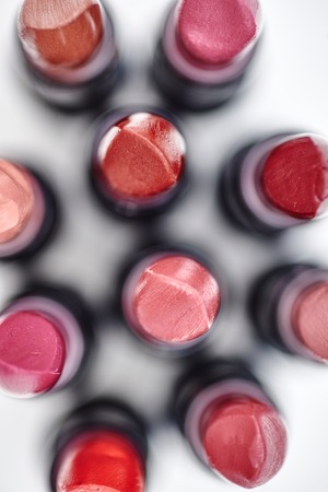 A studio close up of cosmetic lipstickの写真素材