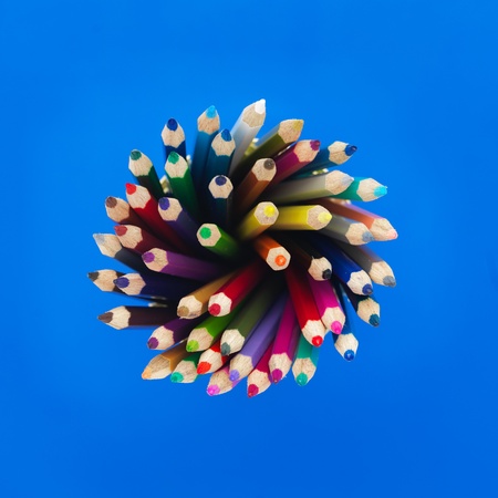 A studio close up photo of coloring pencilsの写真素材