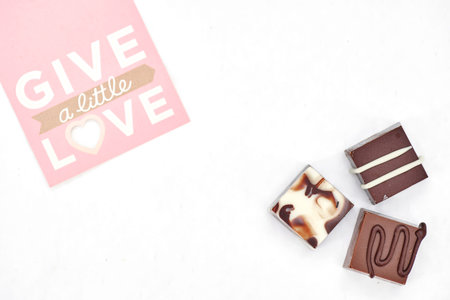 A close up studio photo of box chocolates