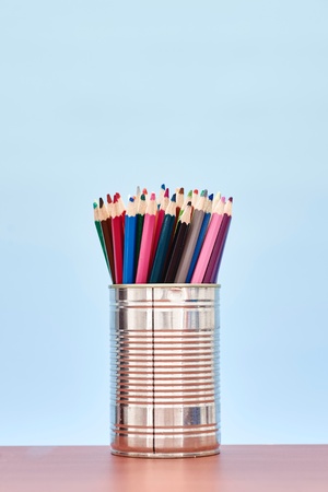 A studio close up photo of coloring pencilsの写真素材
