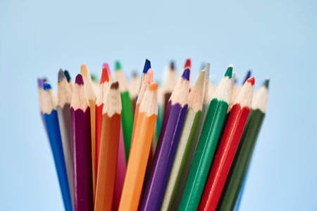 A studio close up photo of coloring pencils