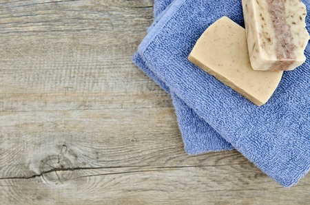 A studio photo of bath towelsの写真素材