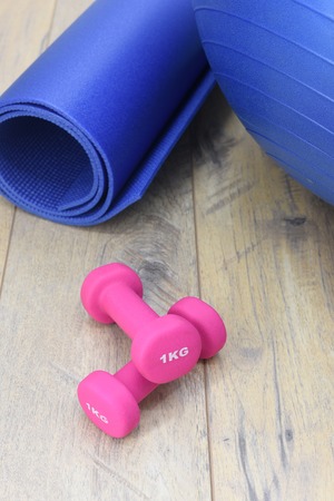 A studio photo of gym equipmentの写真素材