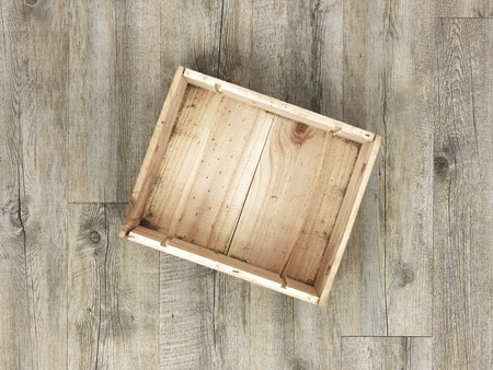 A studio photo of a old wooden boxの写真素材