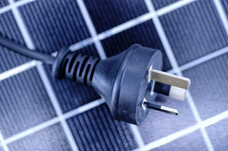 A studio close up photo of a power plug