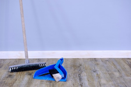 A studio photo of a broom cleaning upの写真素材