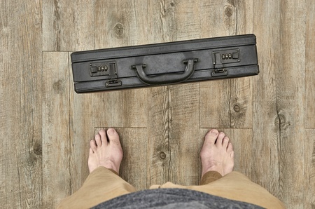 A conceptual studio photo looking down at your feetの写真素材