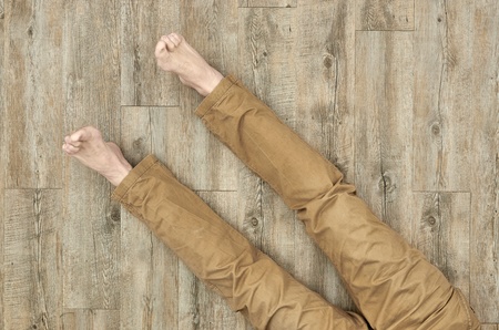 A conceptual studio photo looking down at your feetの写真素材