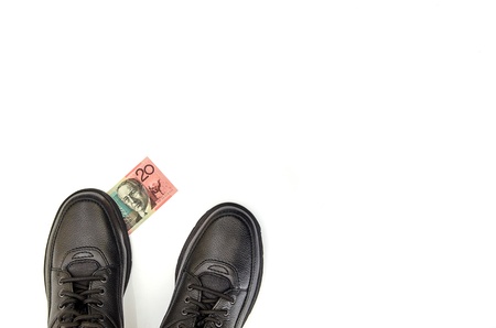 A conceptual studio photo looking down at your feetの写真素材