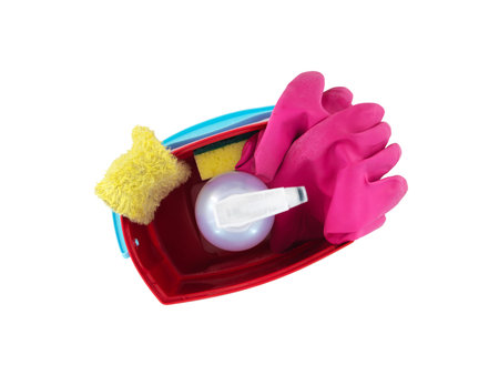 A studio photo of cleaning items