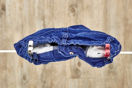 A studio photo of a clothes lineの写真素材