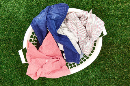 A studio photo of a laundry washing basket