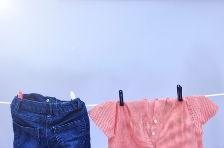 A studio photo of a clothes lineの写真素材