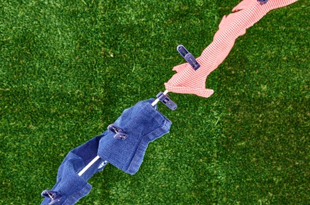 A studio photo of a clothes lineの写真素材