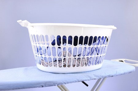 A studio photo of ironing and laundry itemsの写真素材