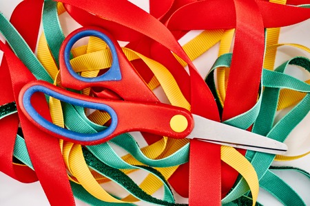 A studio photo of gift wrapping itemsの写真素材