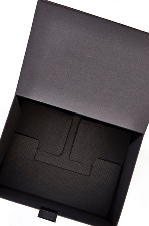 A studio photo of a black box