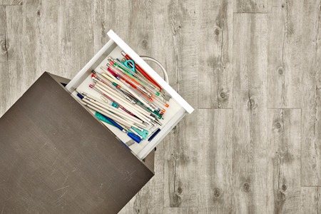 A studio photo of a chest of business drawersの写真素材