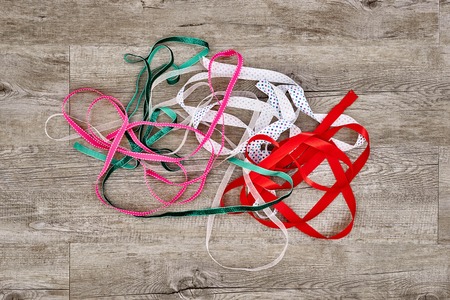 A studio photo of gift wrapping itemsの写真素材