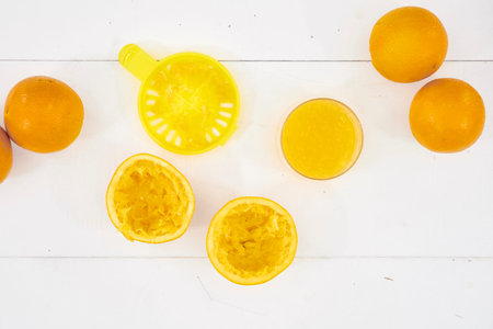 A studio photo of fresh oranges