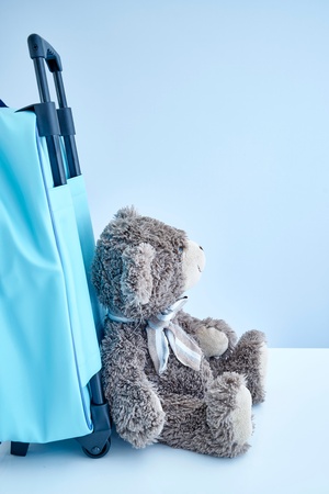 A studio photo of a kids travel caseの写真素材