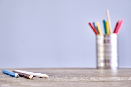 A studio close up photo of coloring pencilsの写真素材