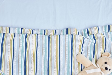 A studio photo of a boys beddingの写真素材