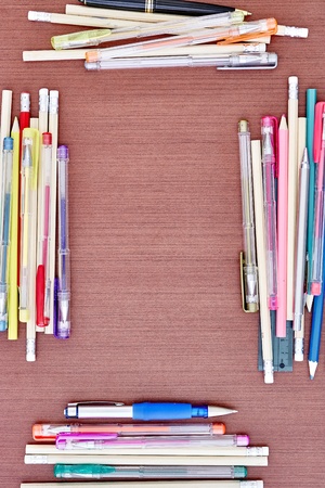 A studio photo of stationery items up closeの写真素材