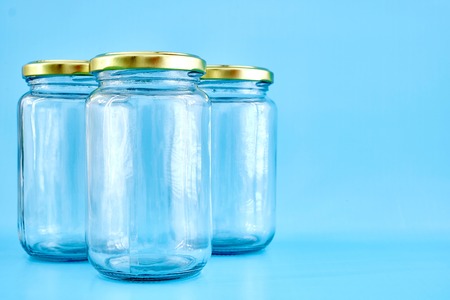 A studio photo of glass storage jarsの写真素材