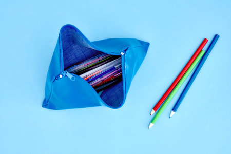 A studio shot of a pencil case up close