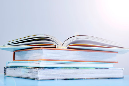 A studio photo of a hard cover book