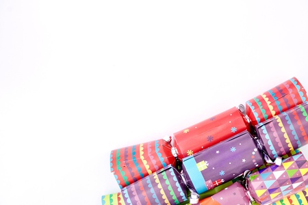 A studio photo of christmas crackersの写真素材