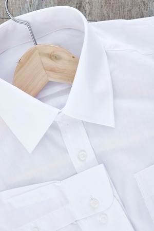 A studio photo of a white business shirt with a barcodeの写真素材