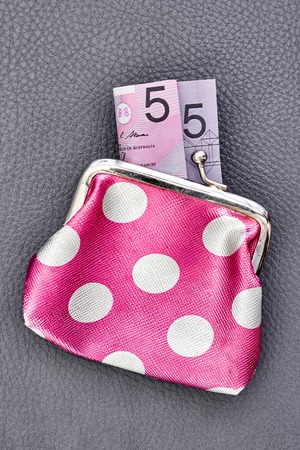 A studio photo of a pink coin purseの写真素材