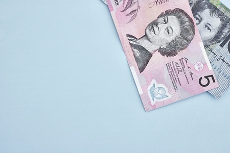 A studio photo of Australian currencyの写真素材