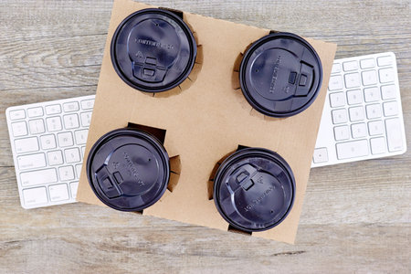 A studio photo of a takeaway coffee cup