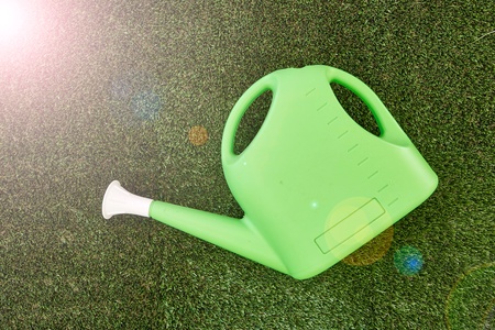 A studio photo of a garden equipment of artificial turfの写真素材