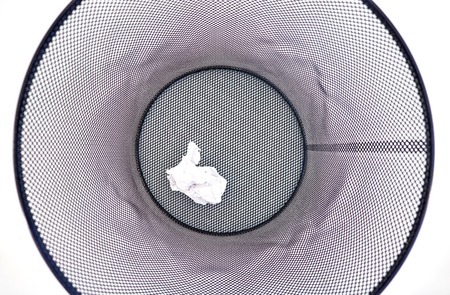 A studio photo of a black rubbish binの写真素材