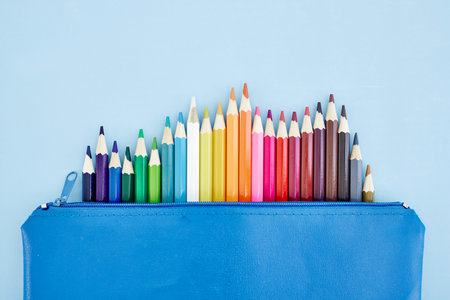 A studio close up photo of coloring pencilsの写真素材