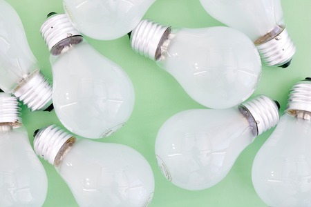 A studio photo of a screw in light bulbの写真素材