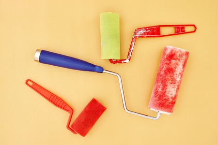 A studio photo of a childs paint setの写真素材