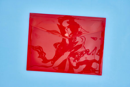 A studio studio of a plastic document envelope
