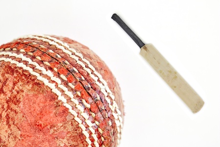 A studio photo of cricket gear on grassの写真素材