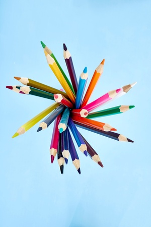 A studio close up photo of coloring pencilsの写真素材