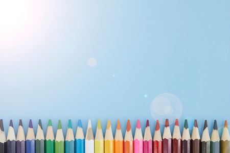 A studio close up photo of coloring pencilsの写真素材